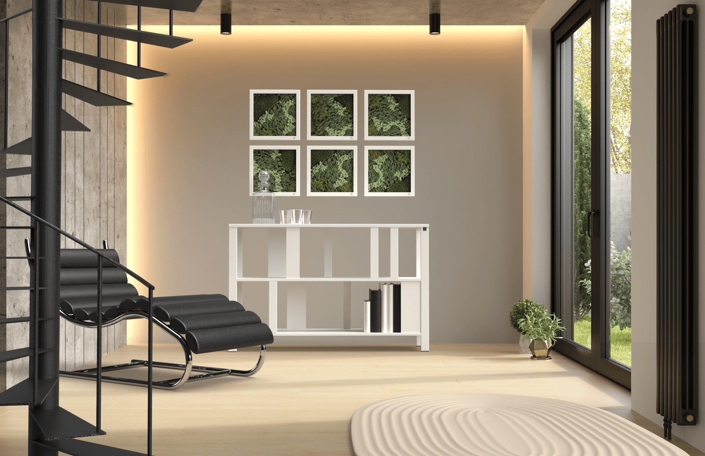 Mos wanddecoratie vierkant wit