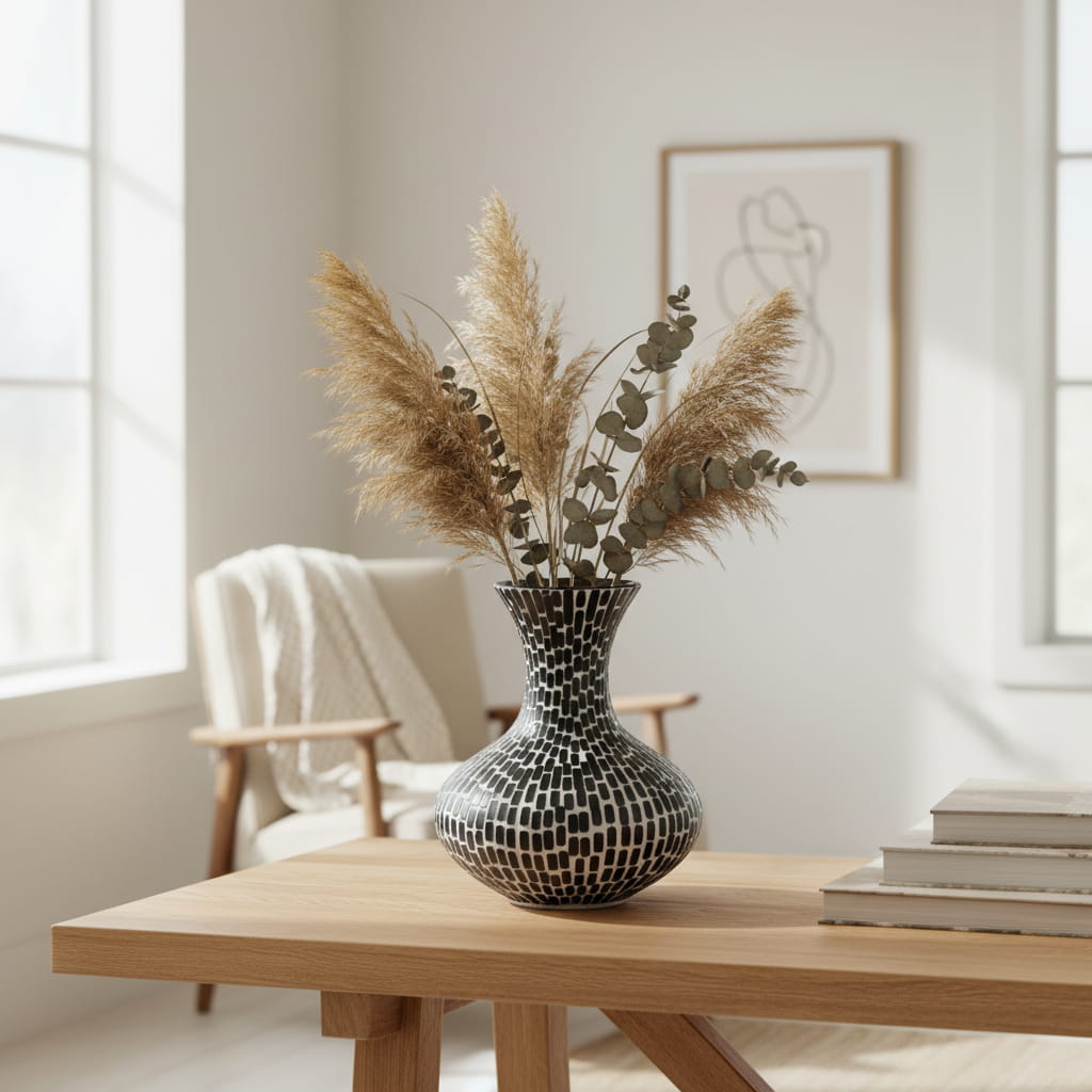 Vaas Mosa Bamboe design vaas in zwart en wit