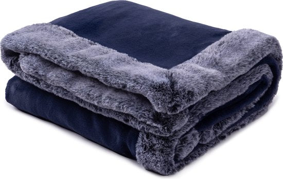 1+1 GRATIS – Elektrische Wasbare Luxury Milky Plush Marineblauw