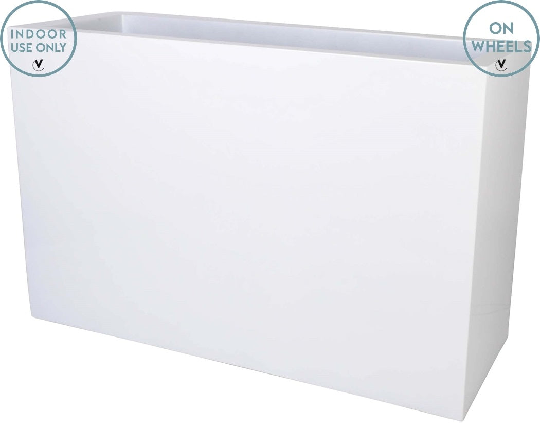 Pot Chicago M à roulettes blanc brillant L100 x L40 x H80 cm