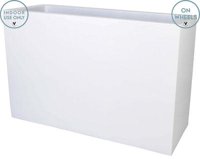 Pot Chicago M on wheels shiny white L100 x B40 x H80 cm