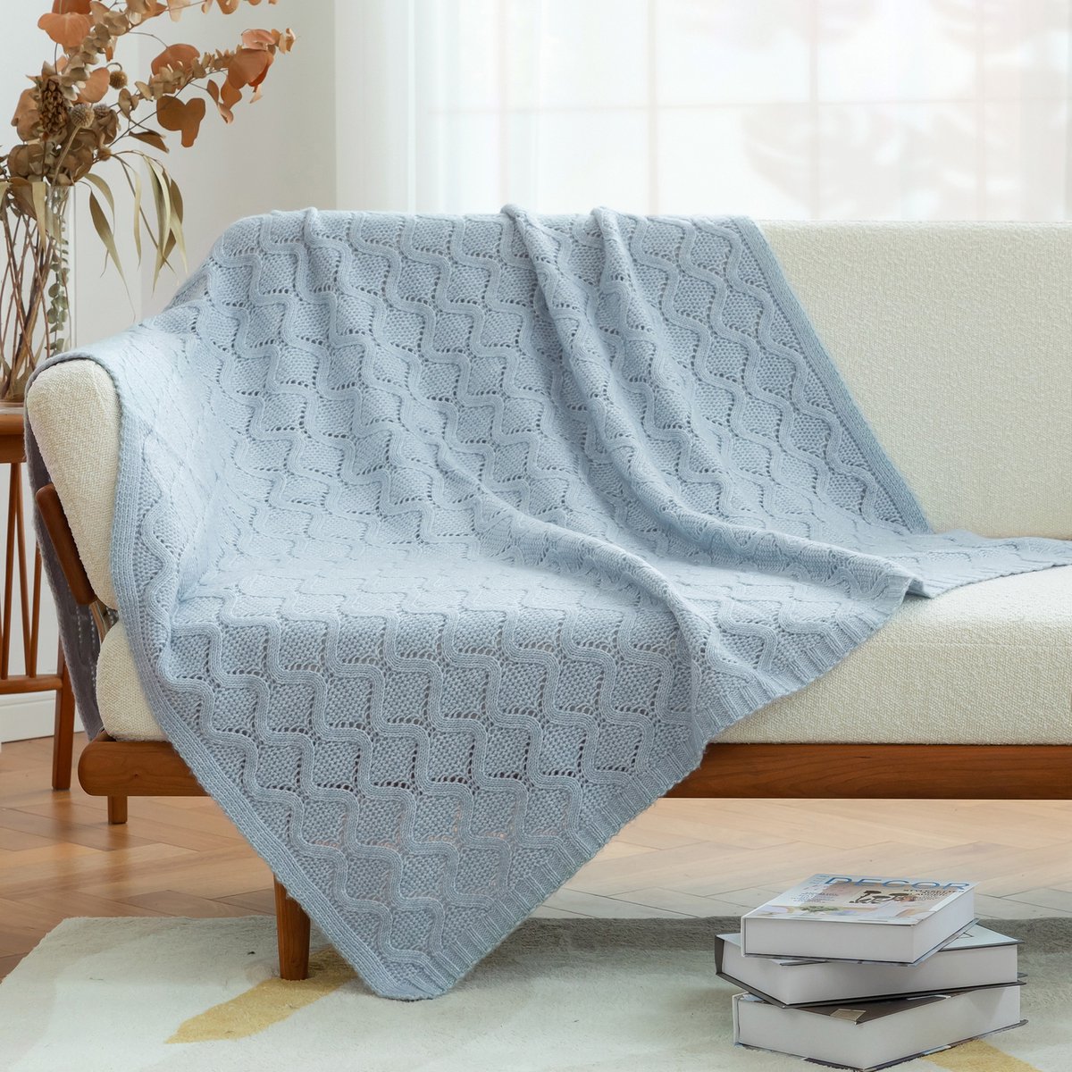 Diamond Pointelle Knit Plaid