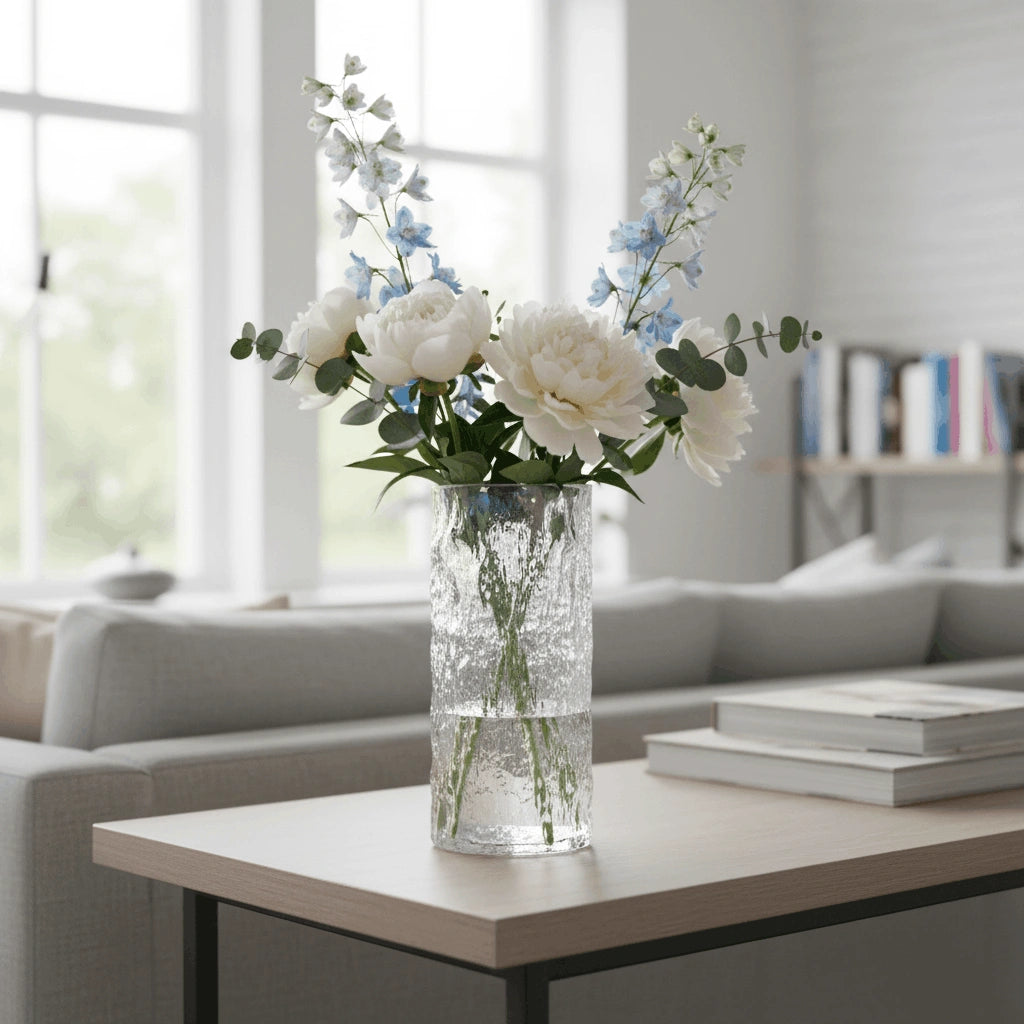 Vaas Ice – Elegante glazen design vaas met subtiele textuur