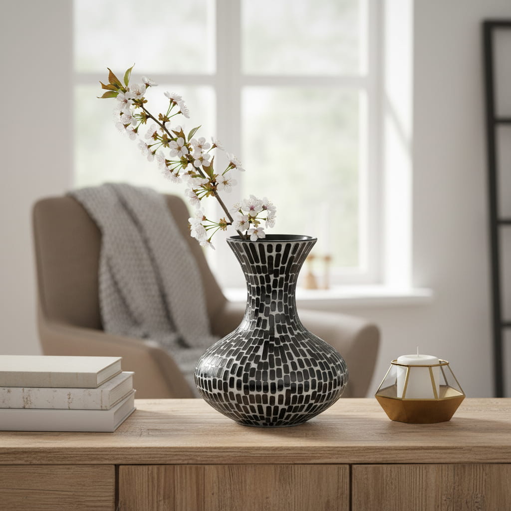Vaas Mosa Bamboe design vaas in zwart en wit