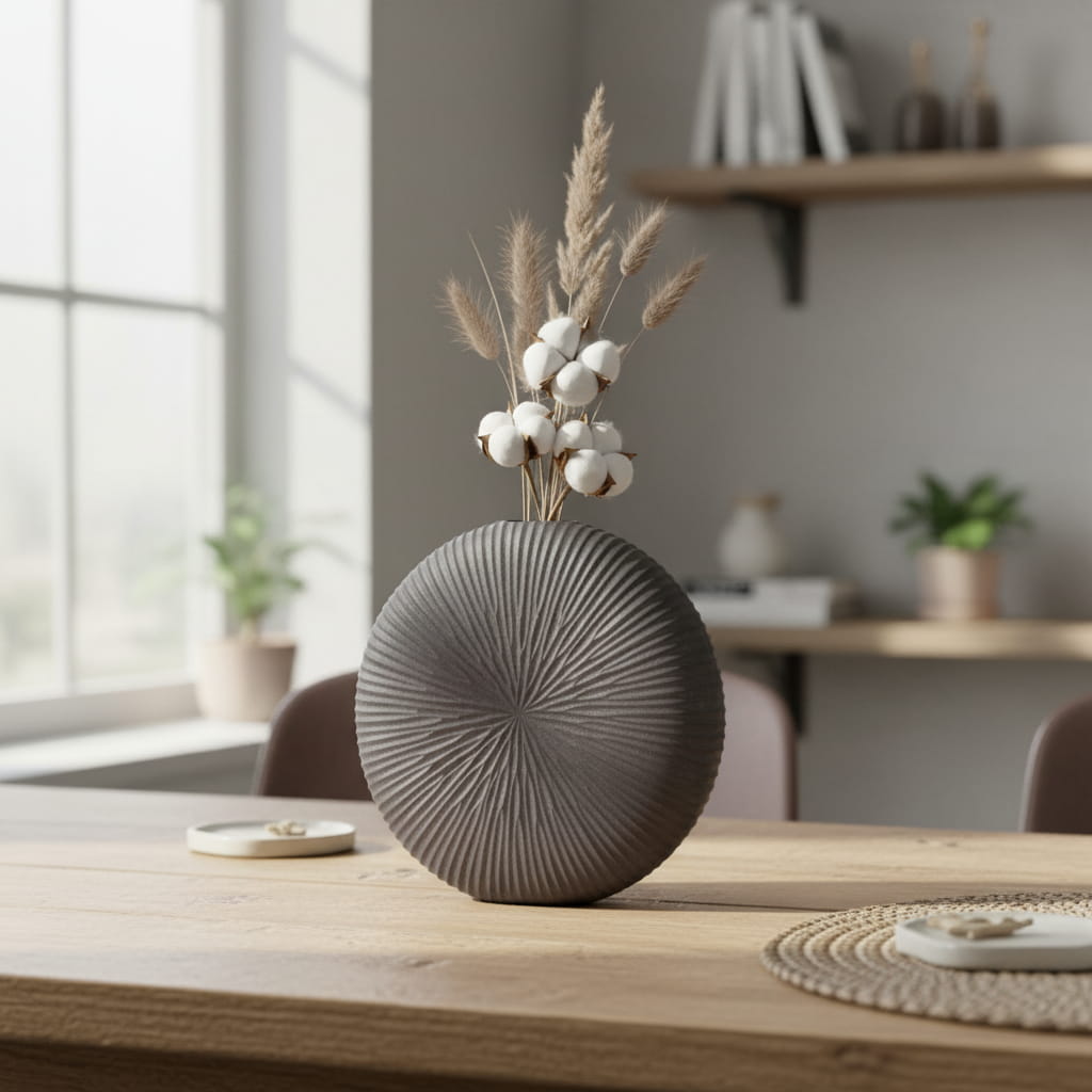 Vaas Riva – ronde design vaas met geribbelde textuur