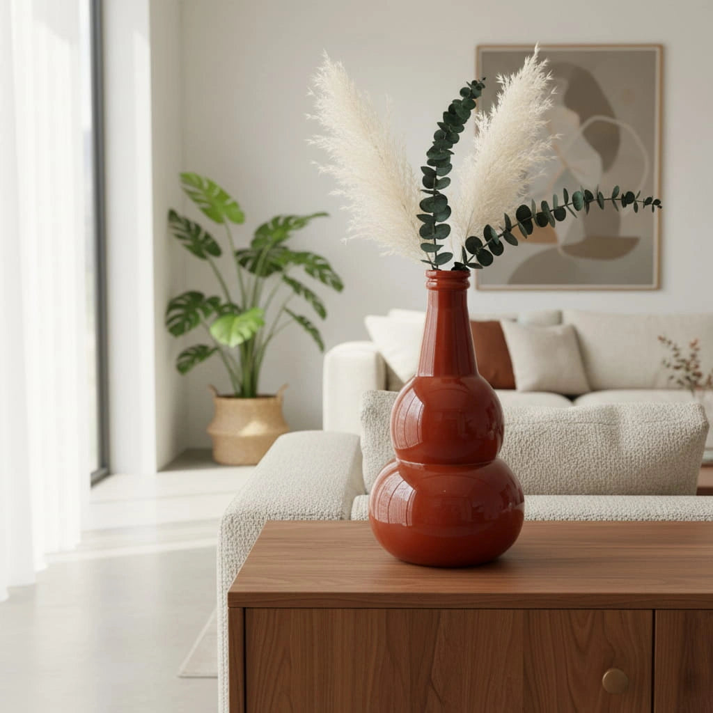 Vaas Rosso – sculpturale design vaas van rood glas