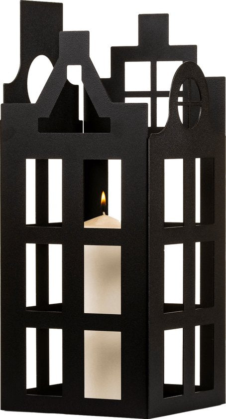 Windlicht Grachtenpand Zwart