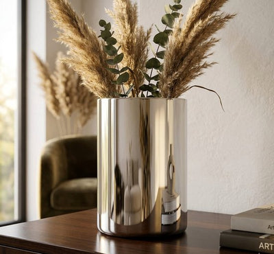 Vaas Noir – cilindervormige design vaas van rookglas