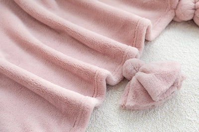 Milky Powder Pluche Deken Met Kwast Vintage roze