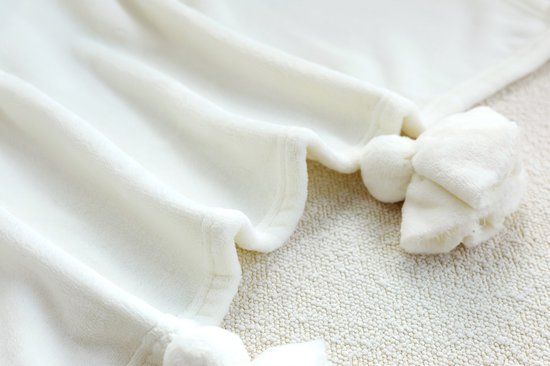 Milky Powder Pluche Deken Met Kwast Crème