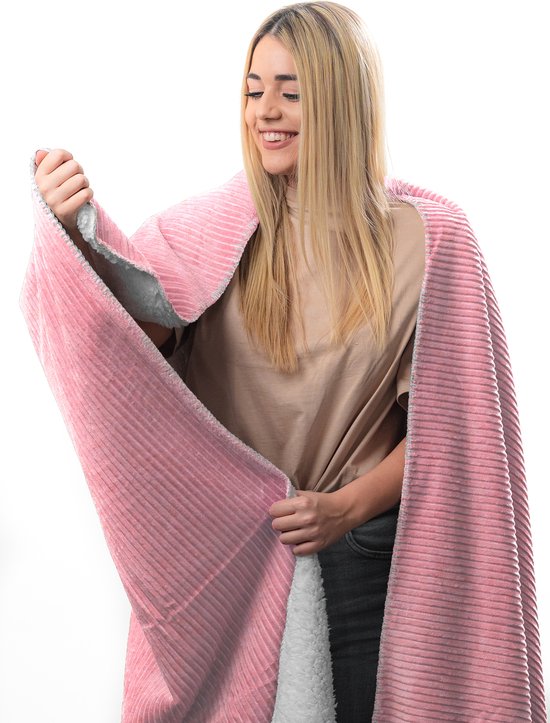 XL Deken Corduroy Rib Roze