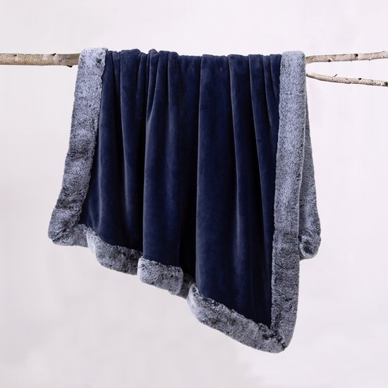 1+1 GRATIS – Elektrische Wasbare Luxury Milky Plush Marineblauw