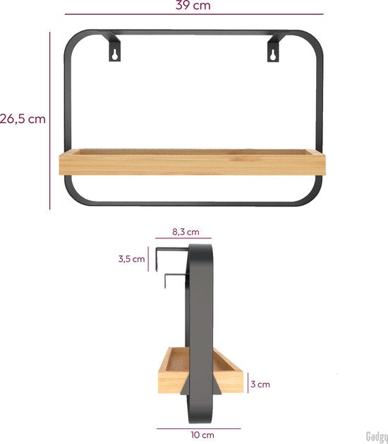 Wandplank Wandrek – Industrieel Metaal & Bamboe
