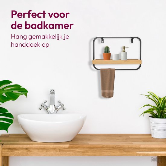 Wandplank Wandrek – Industrieel Metaal & Bamboe