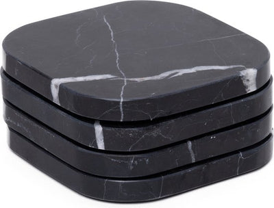 Onderzetters Marmer - Organisch - Set van 4 stuks - 1x10x1cm Zwart