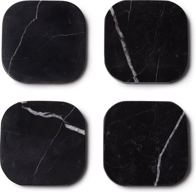 Onderzetters Marmer - Organisch - Set van 4 stuks - 1x10x1cm Zwart