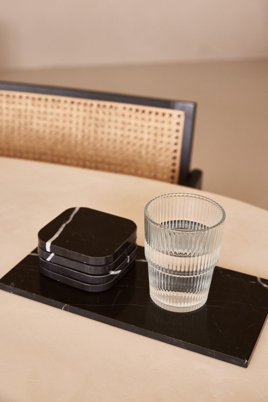 Onderzetters Marmer - Organisch - Set van 4 stuks - 1x10x1cm Zwart