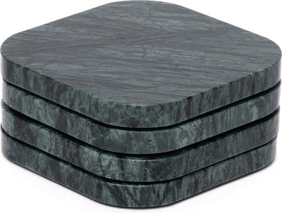 Onderzetters Marmer - Organisch - Set van 4 stuks - 1x10x1cm Donkerolijfgroen