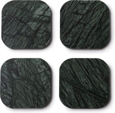 Onderzetters Marmer - Organisch - Set van 4 stuks - 1x10x1cm Donkerolijfgroen