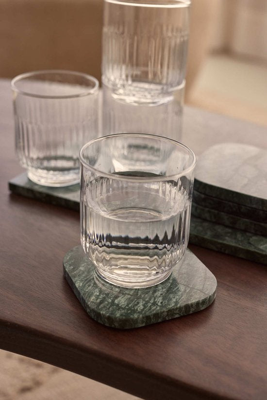 Onderzetters Marmer - Organisch - Set van 4 stuks - 1x10x1cm Donkerolijfgroen