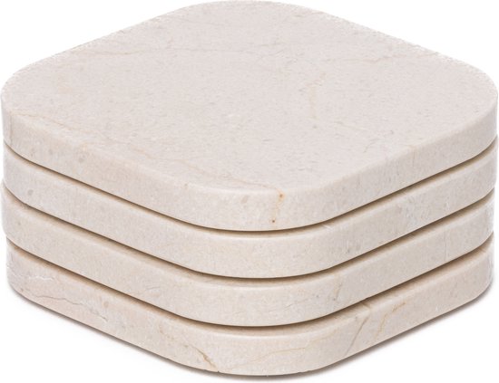 Onderzetters Marmer - Organisch - Set van 4 stuks - 1x10x1cm Beige