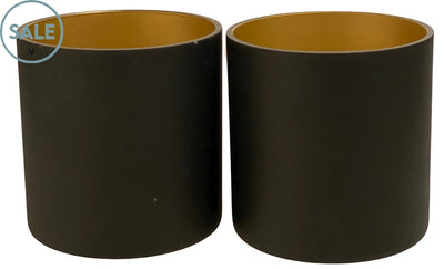 SALE! Kaarshouder Celtic black gold Ø12 x H12 cm 2 stuks (Matte Black/Gold Ø12 x H12 cm)