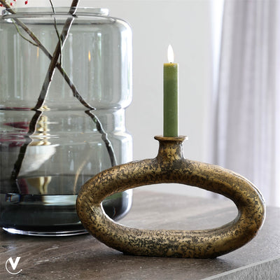 Kaarshouder Rocha M aged brass L26 x B4 x H16 cm (Aged Brass L26 x B4 x H16 cm)