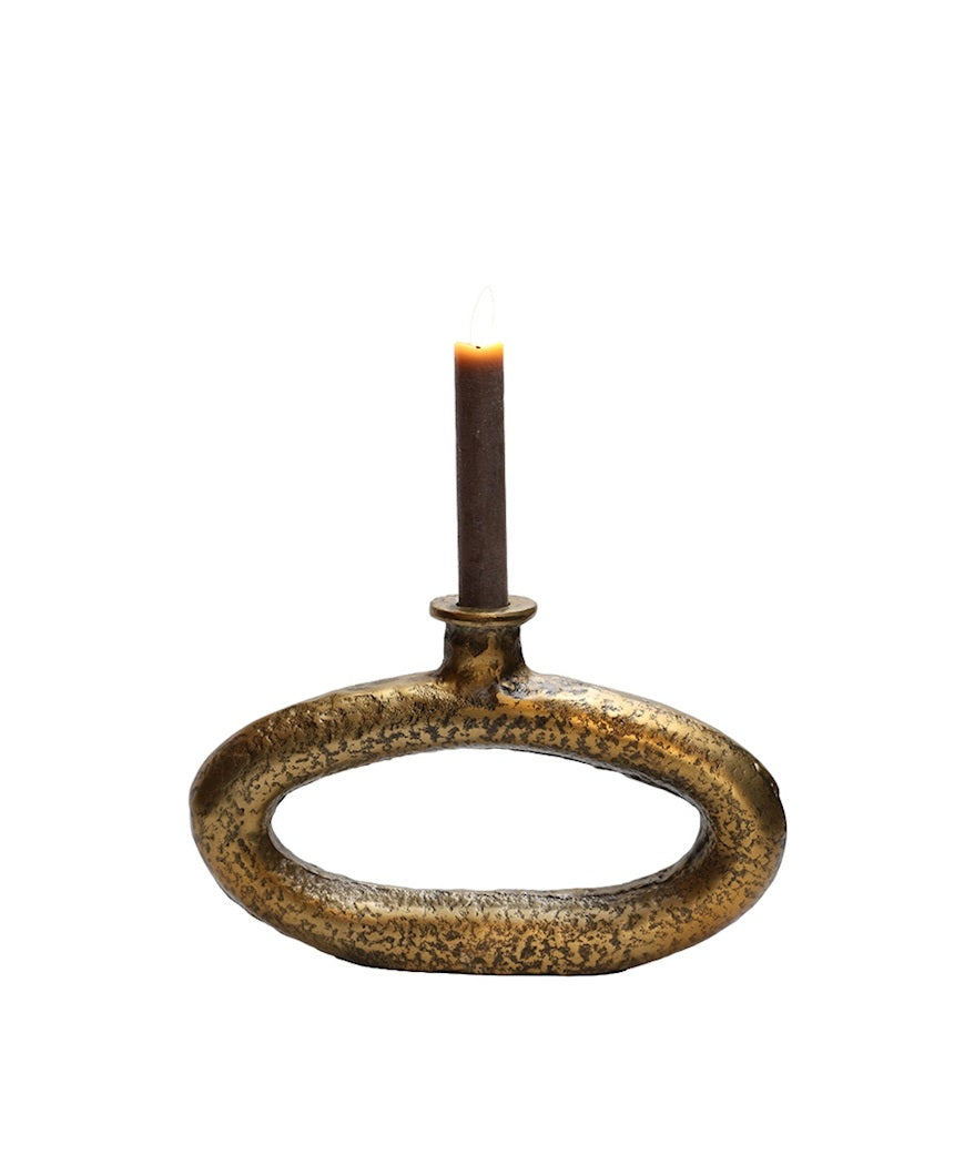 Kaarshouder Rocha M aged brass L26 x B4 x H16 cm (Aged Brass L26 x B4 x H16 cm)