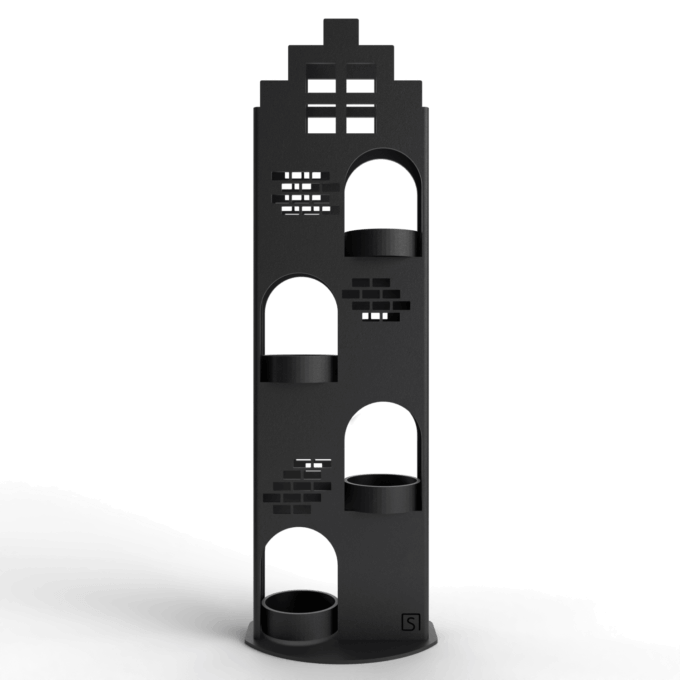 Grachtenpand waxinelichthouder large zwart