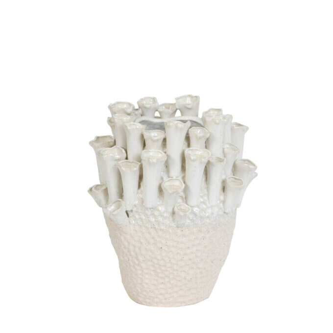 Tulpenvaas Kyral keramiek creme + wit - Afbeelding 4