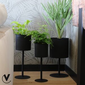 Bloempot op voet - Catamarca - Zwart